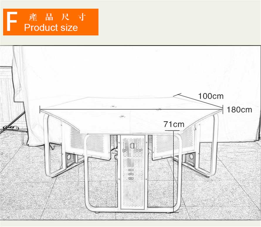 夢達轉角網吧桌尺寸示意圖