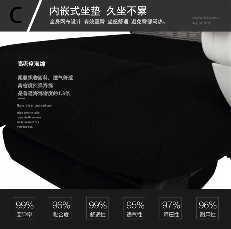 夢達(dá)黑白色網(wǎng)吧電競椅高密度海綿，久坐不累