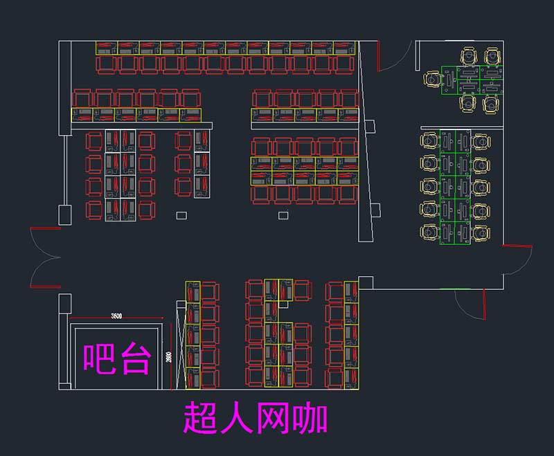 超人網(wǎng)咖桌椅沙發(fā)平面排位設(shè)計(jì)圖