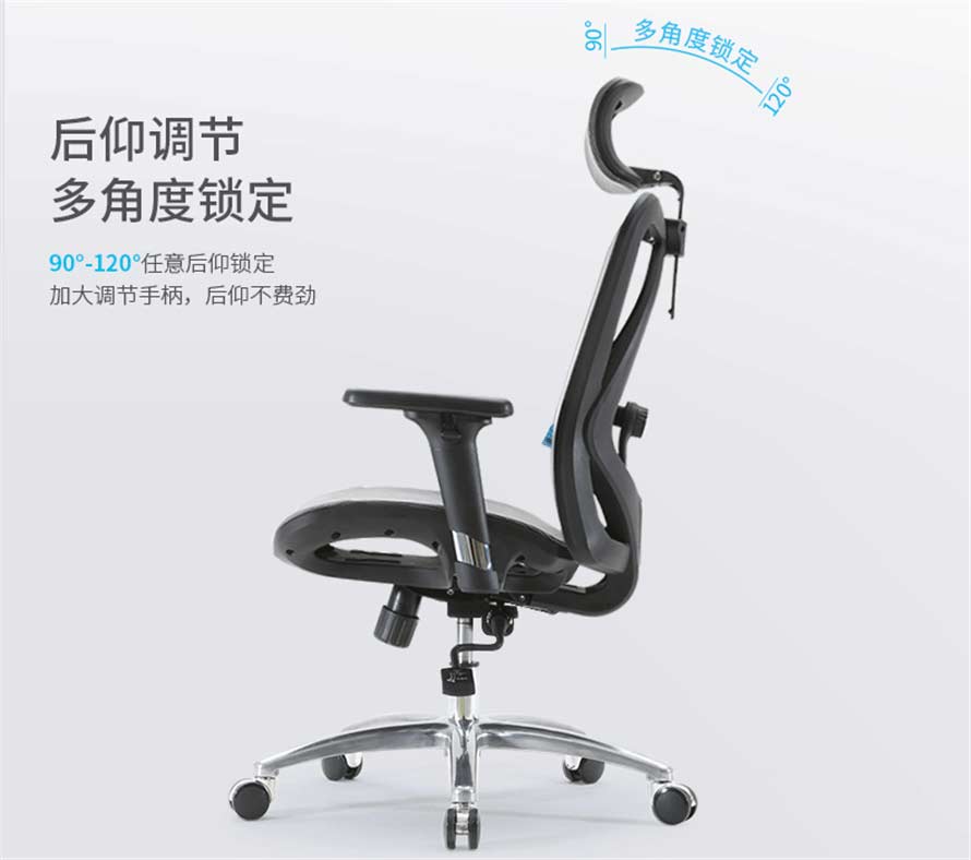 夢(mèng)達(dá)人體工學(xué)時(shí)尚網(wǎng)吧椅后仰調(diào)節(jié)，多角度可控