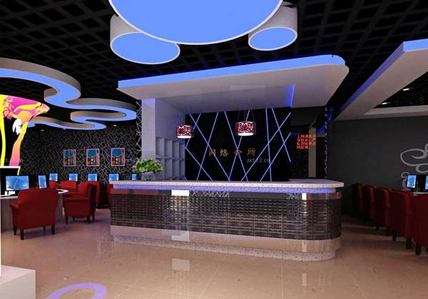 時(shí)尚整潔的網(wǎng)吧裝修效果圖