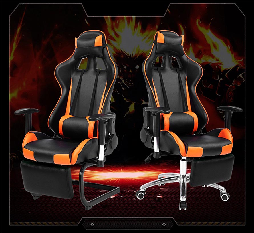 夢達(dá)新款網(wǎng)吧電競椅設(shè)計(jì)效果圖（橘黑色款）