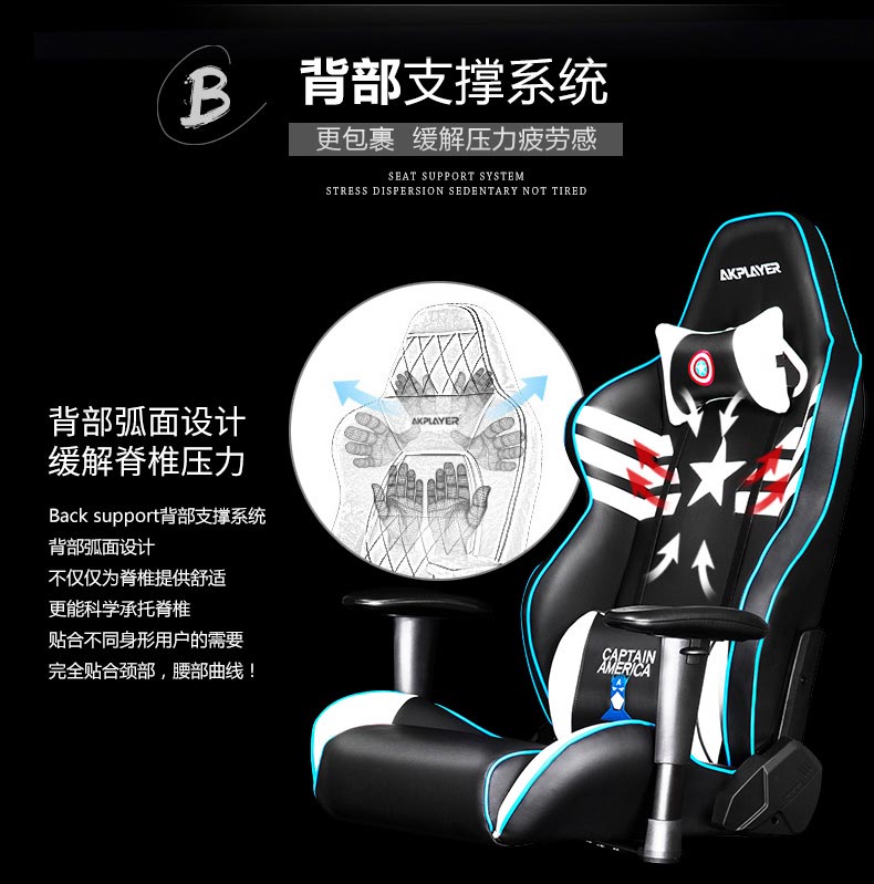 夢達網(wǎng)吧皮椅背部支撐系統(tǒng)