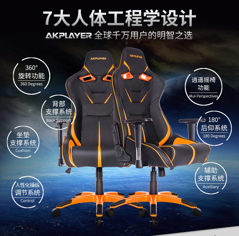 夢達新款高檔網(wǎng)吧賽車椅7大人體工程學設(shè)計