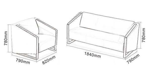 網(wǎng)吧單人沙發(fā)尺寸示意圖