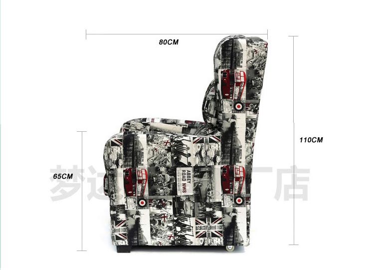 夢達(dá)網(wǎng)吧電腦沙發(fā)椅尺寸示意圖（側(cè)面）