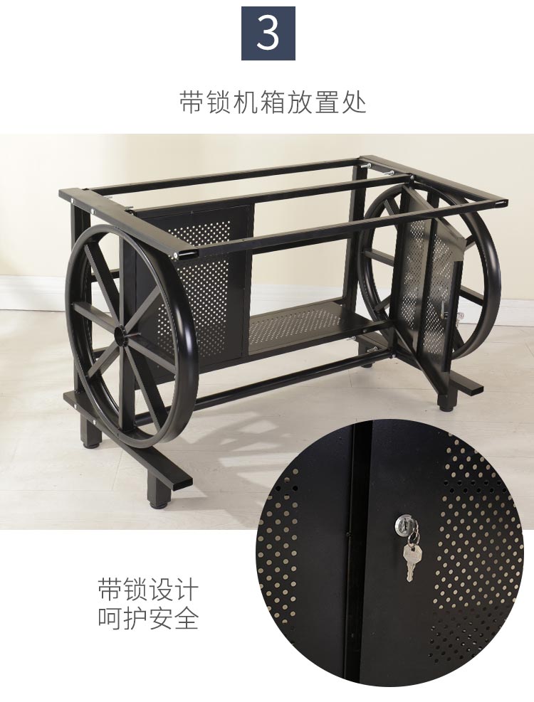 夢(mèng)達(dá)網(wǎng)吧專用電腦桌椅，桌子帶鎖機(jī)箱特寫