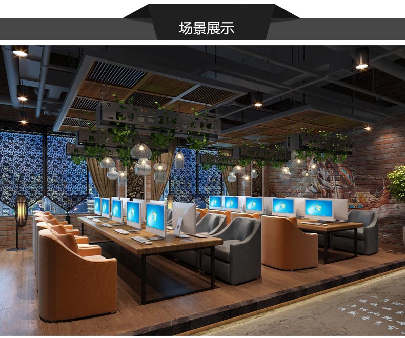 夢達(dá)網(wǎng)吧隱形機箱電腦桌裝修效果圖