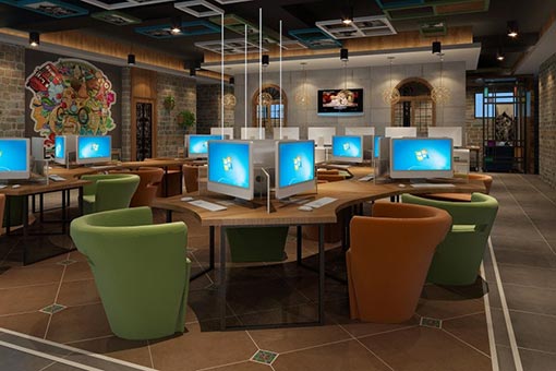 黃色網(wǎng)吧桌椅裝修效果圖